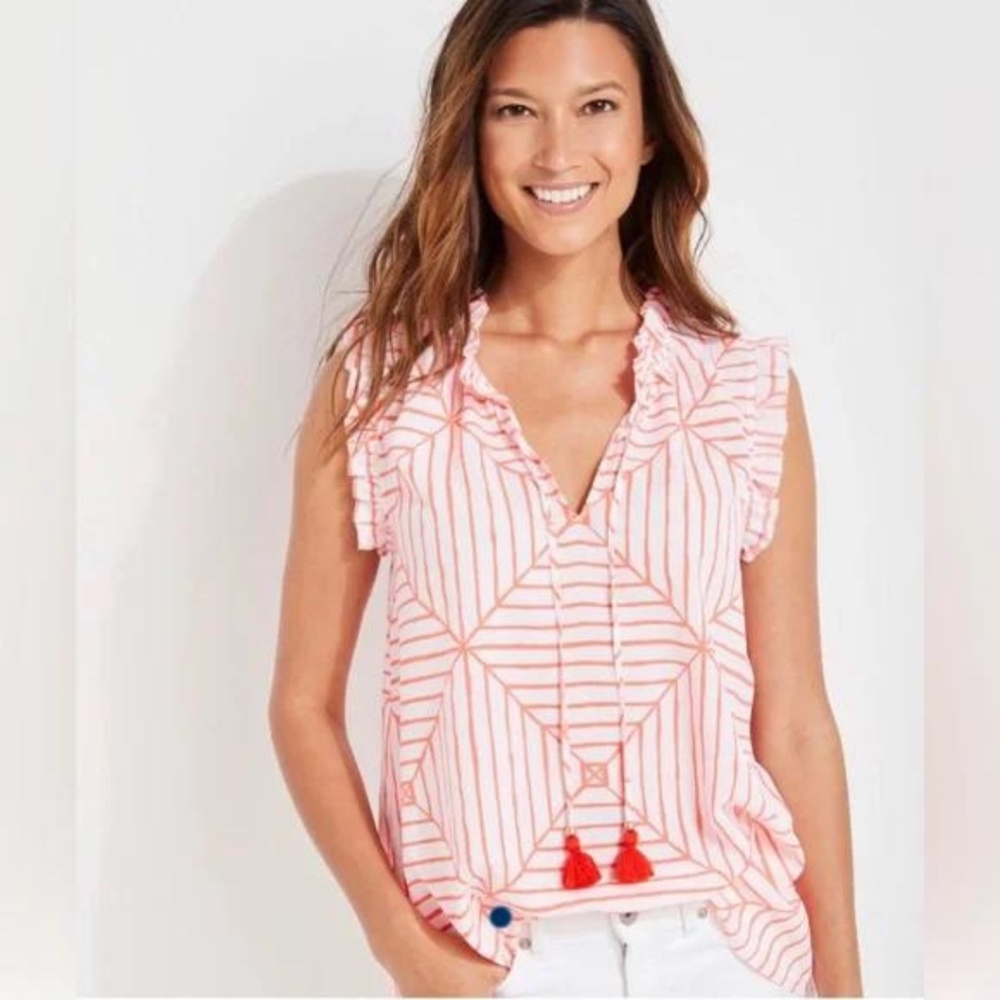 Vineyard Vines Canopy Geo Ruffle Popover Size S